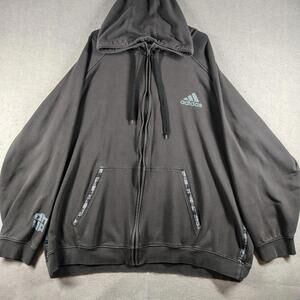 Adidas Mens 3XL Black Full Zip Hoodie Fleece OversizedStreetwear EUC Camo Gray
